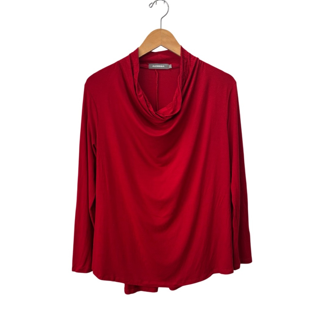Alembika Red Cowl Neck Top Sweater Shirt
